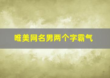 唯美网名男两个字霸气