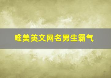 唯美英文网名男生霸气