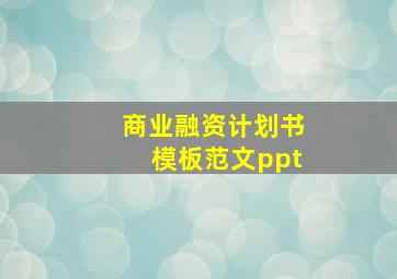 商业融资计划书模板范文ppt