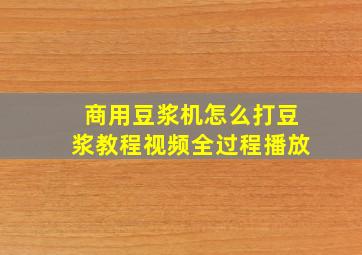 商用豆浆机怎么打豆浆教程视频全过程播放