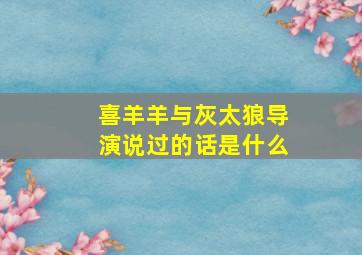 喜羊羊与灰太狼导演说过的话是什么