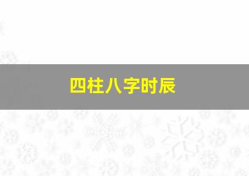 四柱八字时辰