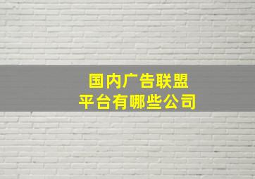 国内广告联盟平台有哪些公司