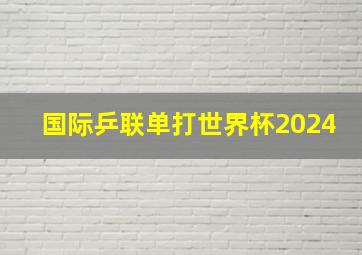 国际乒联单打世界杯2024