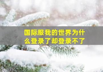 国际服我的世界为什么登录了却登录不了