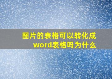 图片的表格可以转化成word表格吗为什么