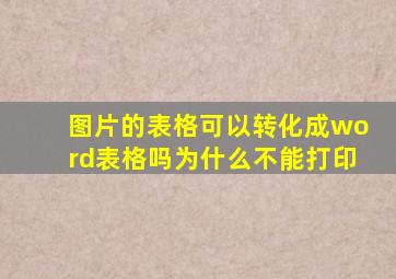 图片的表格可以转化成word表格吗为什么不能打印