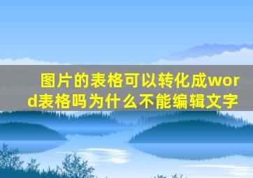 图片的表格可以转化成word表格吗为什么不能编辑文字