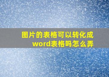 图片的表格可以转化成word表格吗怎么弄