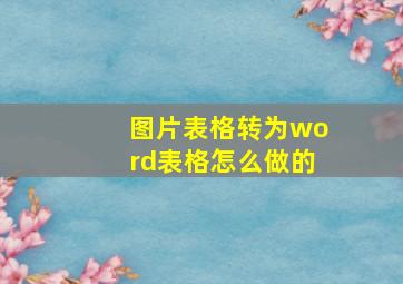 图片表格转为word表格怎么做的