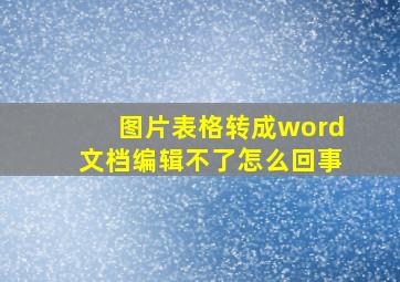 图片表格转成word文档编辑不了怎么回事