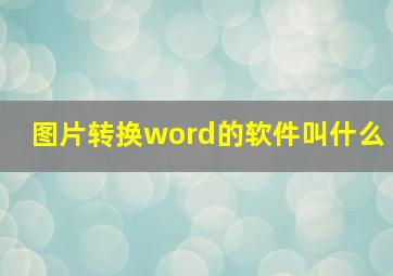 图片转换word的软件叫什么