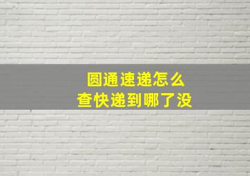 圆通速递怎么查快递到哪了没