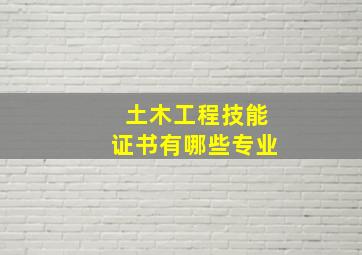 土木工程技能证书有哪些专业