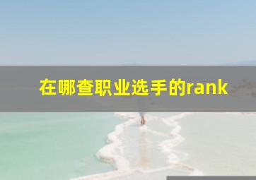 在哪查职业选手的rank