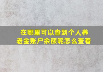 在哪里可以查到个人养老金账户余额呢怎么查看