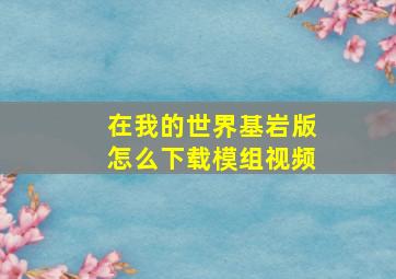 在我的世界基岩版怎么下载模组视频