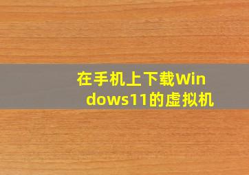 在手机上下载Windows11的虚拟机