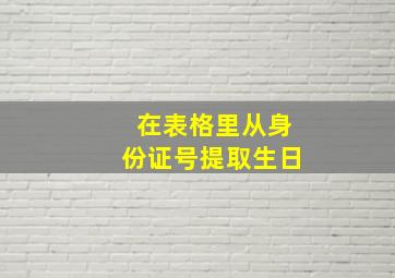 在表格里从身份证号提取生日