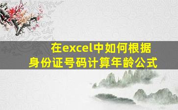 在excel中如何根据身份证号码计算年龄公式