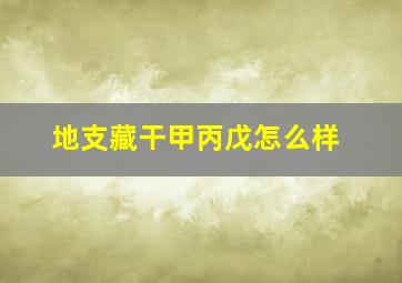 地支藏干甲丙戊怎么样