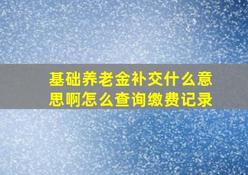 基础养老金补交什么意思啊怎么查询缴费记录