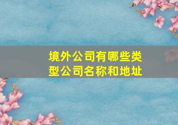 境外公司有哪些类型公司名称和地址