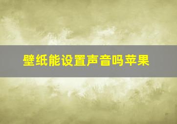 壁纸能设置声音吗苹果