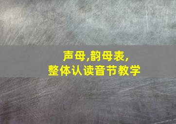 声母,韵母表,整体认读音节教学