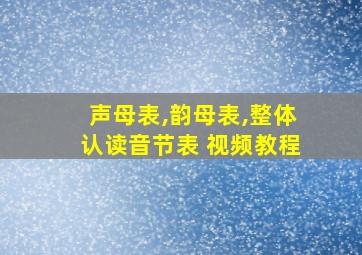 声母表,韵母表,整体认读音节表 视频教程