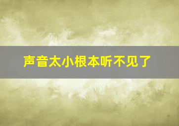 声音太小根本听不见了