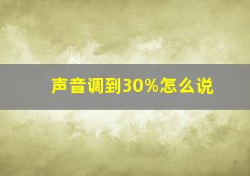 声音调到30%怎么说