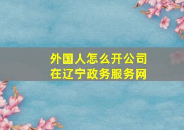 外国人怎么开公司在辽宁政务服务网