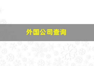 外国公司查询