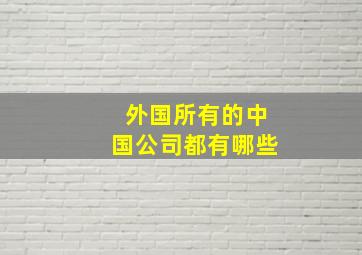 外国所有的中国公司都有哪些