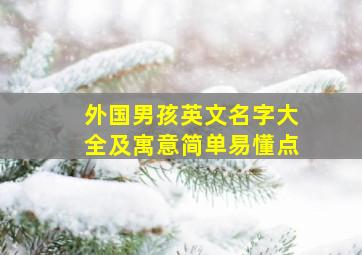 外国男孩英文名字大全及寓意简单易懂点