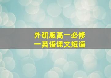 外研版高一必修一英语课文短语