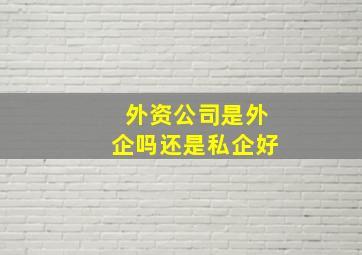 外资公司是外企吗还是私企好