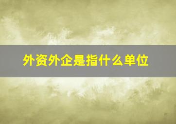 外资外企是指什么单位