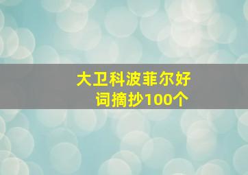 大卫科波菲尔好词摘抄100个