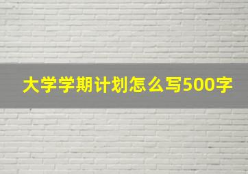 大学学期计划怎么写500字