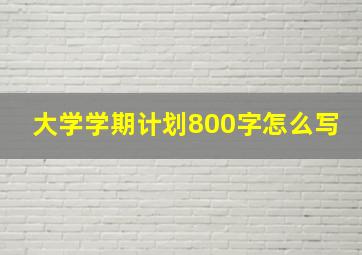 大学学期计划800字怎么写