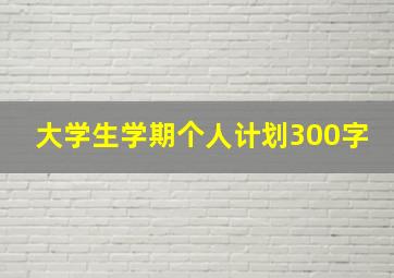 大学生学期个人计划300字