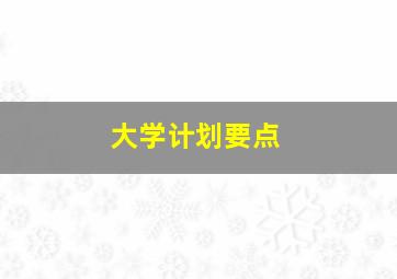 大学计划要点