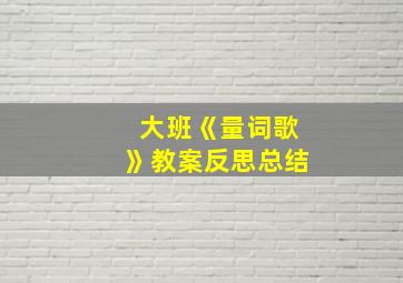 大班《量词歌》教案反思总结