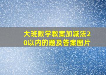 大班数学教案加减法20以内的题及答案图片