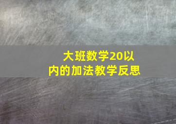 大班数学20以内的加法教学反思