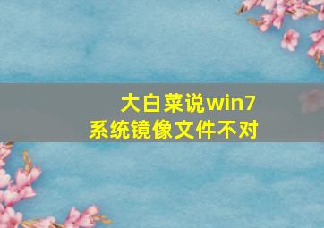 大白菜说win7系统镜像文件不对