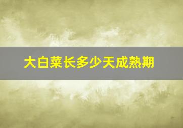 大白菜长多少天成熟期