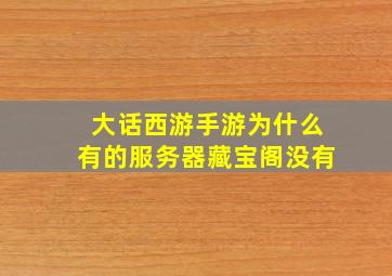 大话西游手游为什么有的服务器藏宝阁没有